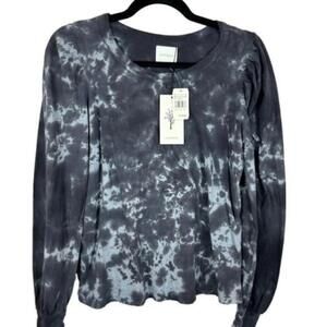 Sundays Relaxed Blue Tie Dye Long Sleeve XS T-Shirt NWT